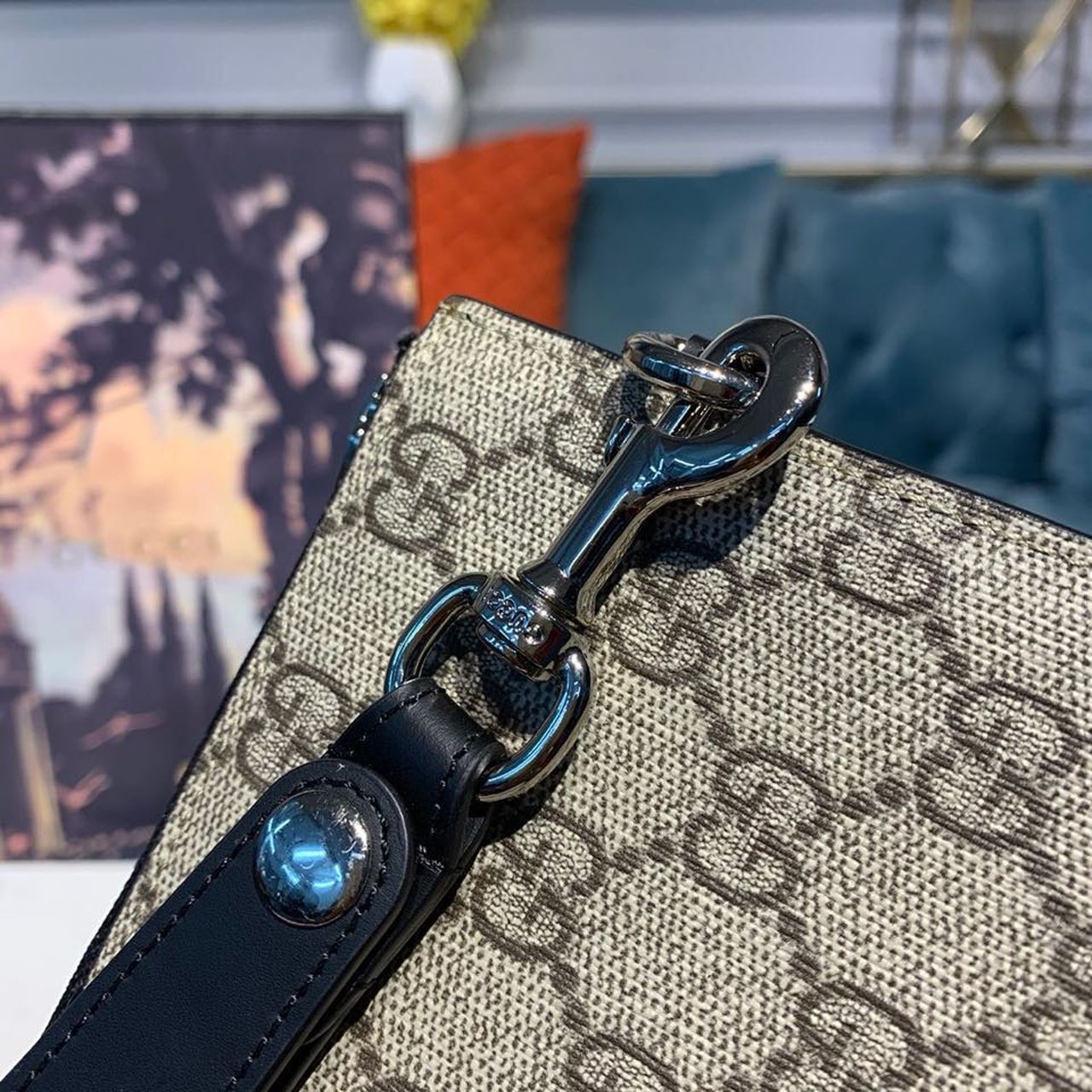 gg Supreme Pouch Beige/Ebony gg Supreme Canvas For Men 12in/30cm gg ‎495017 KGDHN 9769