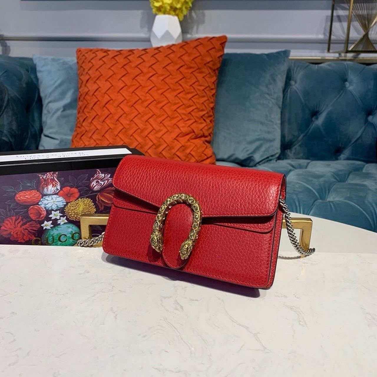 gg Dionysus Super Mini Bag Emerald Hibiscus Red Metal-Free Tanned For Women 6.5in/16.5cm gg 476432 CAOGX 8990