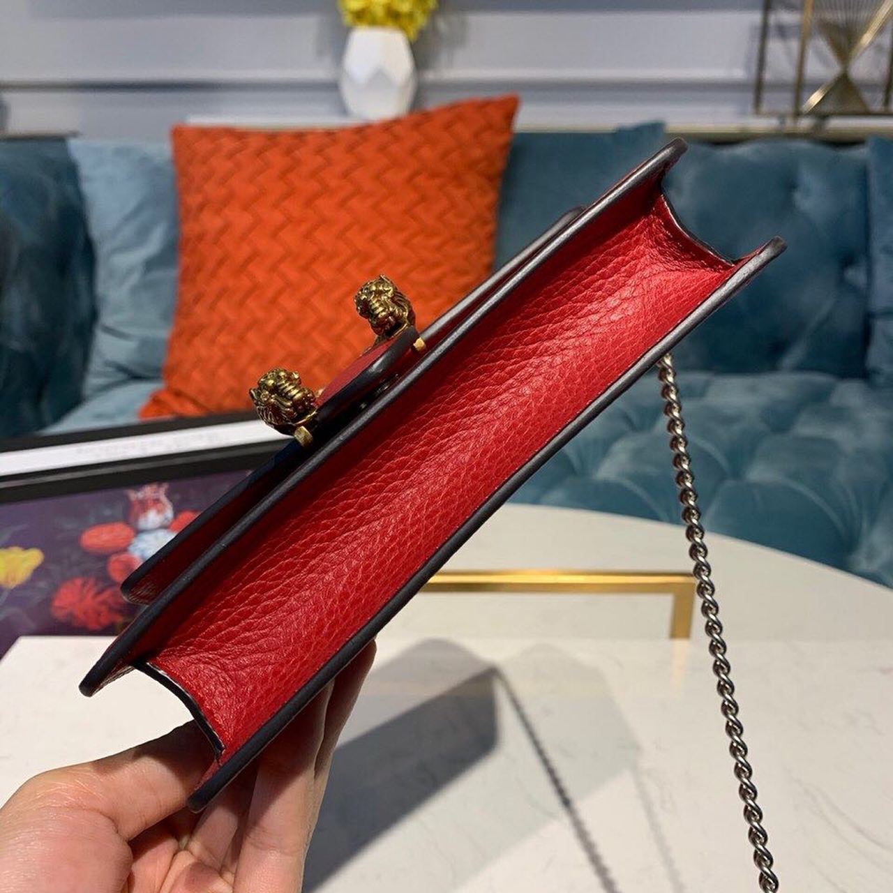 gg Dionysus Super Mini Bag Emerald Hibiscus Red Metal-Free Tanned For Women 6.5in/16.5cm gg 476432 CAOGX 8990