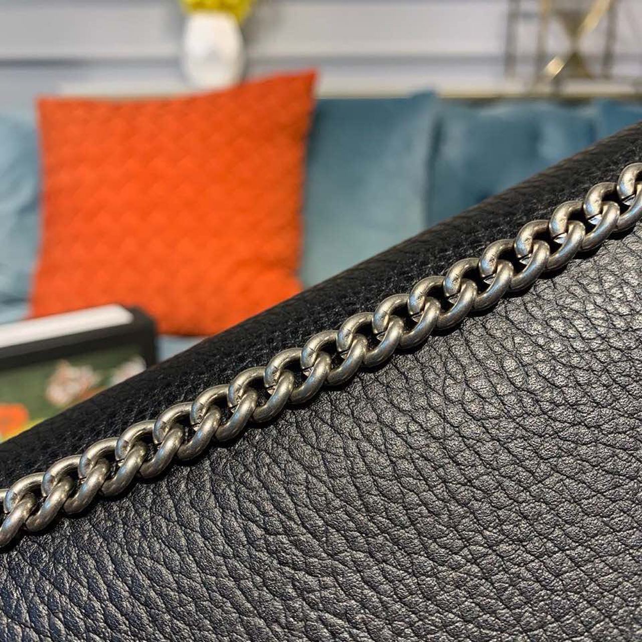 gg Dionysus Mini Chain Bag Black Metal-Free Tanned For Women 8in/20cm gg 401231 CAOGN 8176