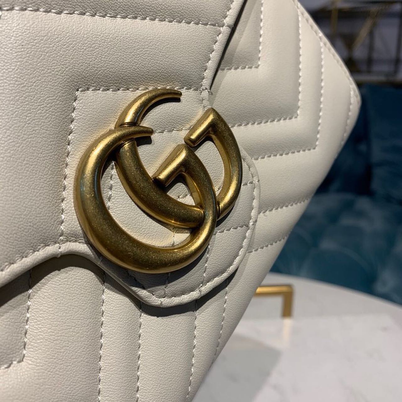 gg Marmont Matelassé Mini Bag White Matelassé For Women 8in/20cm gg 474575 DTD5N 9022