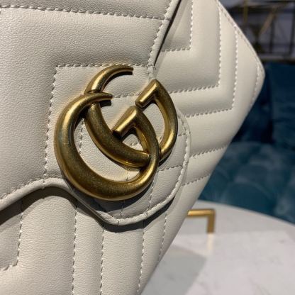 gg Marmont Matelassé Mini Bag White Matelassé For Women 8in/20cm gg 474575 DTD5N 9022