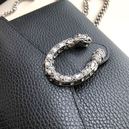 gg Dionysus Mini Chain Bag Black Metal-Free Tanned For Women 8in/20cm gg 401231 CAOGN 8176