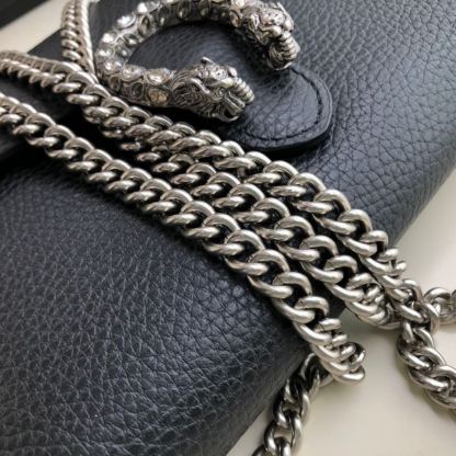 gg Dionysus Mini Chain Bag Black Metal-Free Tanned For Women 8in/20cm gg 401231 CAOGN 8176