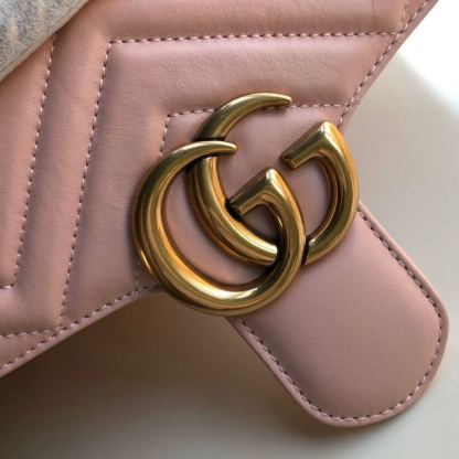 gg Marmont Small Matelassé Shoulder Bag Dusty Pink Matelassé Chevron For Women 10in/26cm gg 443497 DTDIT 5729