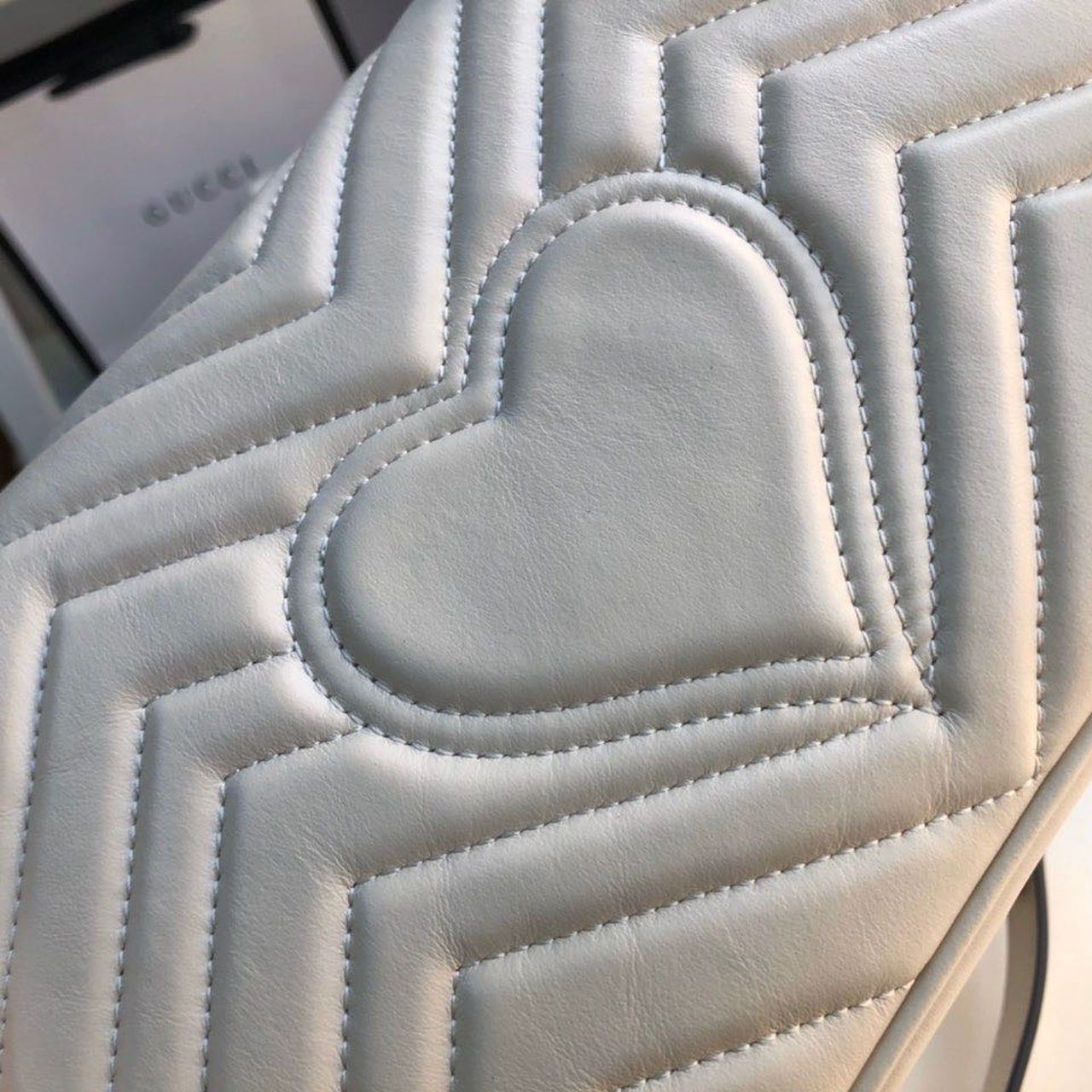 gg Marmont Small Matelassé Shoulder Bag White Matelassé Chevron For Women 10in/26cm 443497 DTDIT 9022