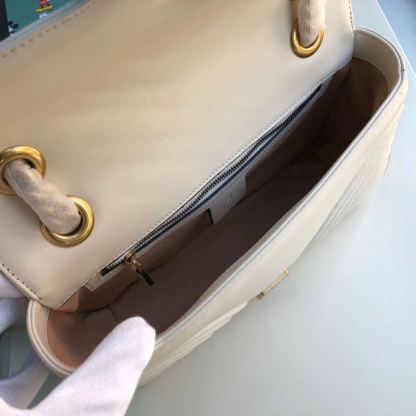 gg Marmont Small Matelassé Shoulder Bag White Matelassé Chevron For Women 10in/26cm 443497 DTDIT 9022