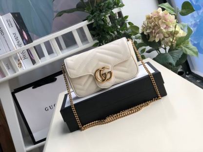 gg Marmont Matelassé Super Mini Bag White Matelassé Chevron For Women 6.2in/16.5cm gg 476433 DTDCT 9022