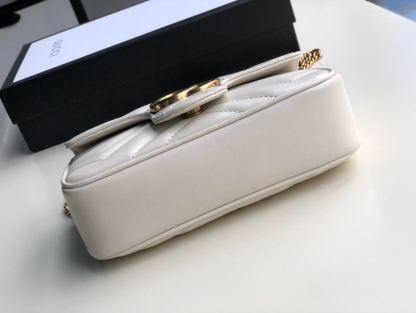 gg Marmont Matelassé Super Mini Bag White Matelassé Chevron For Women 6.2in/16.5cm gg 476433 DTDCT 9022