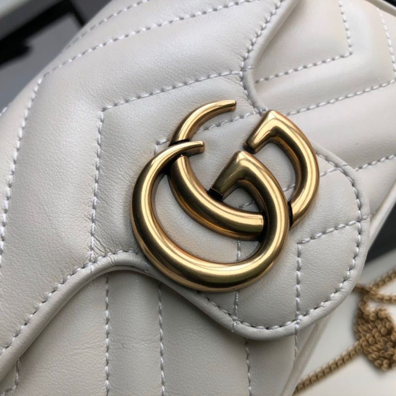 gg Marmont Matelassé Super Mini Bag White Matelassé Chevron For Women 6.2in/16.5cm gg 476433 DTDCT 9022