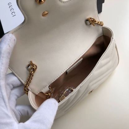 gg Marmont Matelassé Super Mini Bag White Matelassé Chevron For Women 6.2in/16.5cm gg 476433 DTDCT 9022