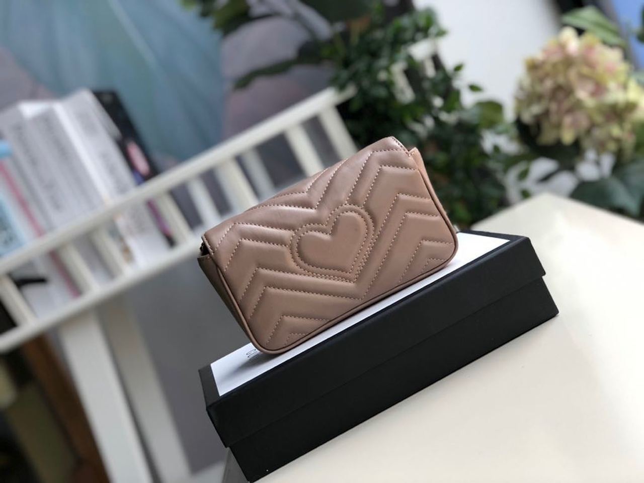 gg Marmont Matelassé Super Mini Bag Beige Matelassé Chevron For Women 6.2in/16.5cm gg