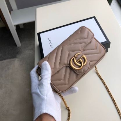gg Marmont Matelassé Super Mini Bag Beige Matelassé Chevron For Women 6.2in/16.5cm gg