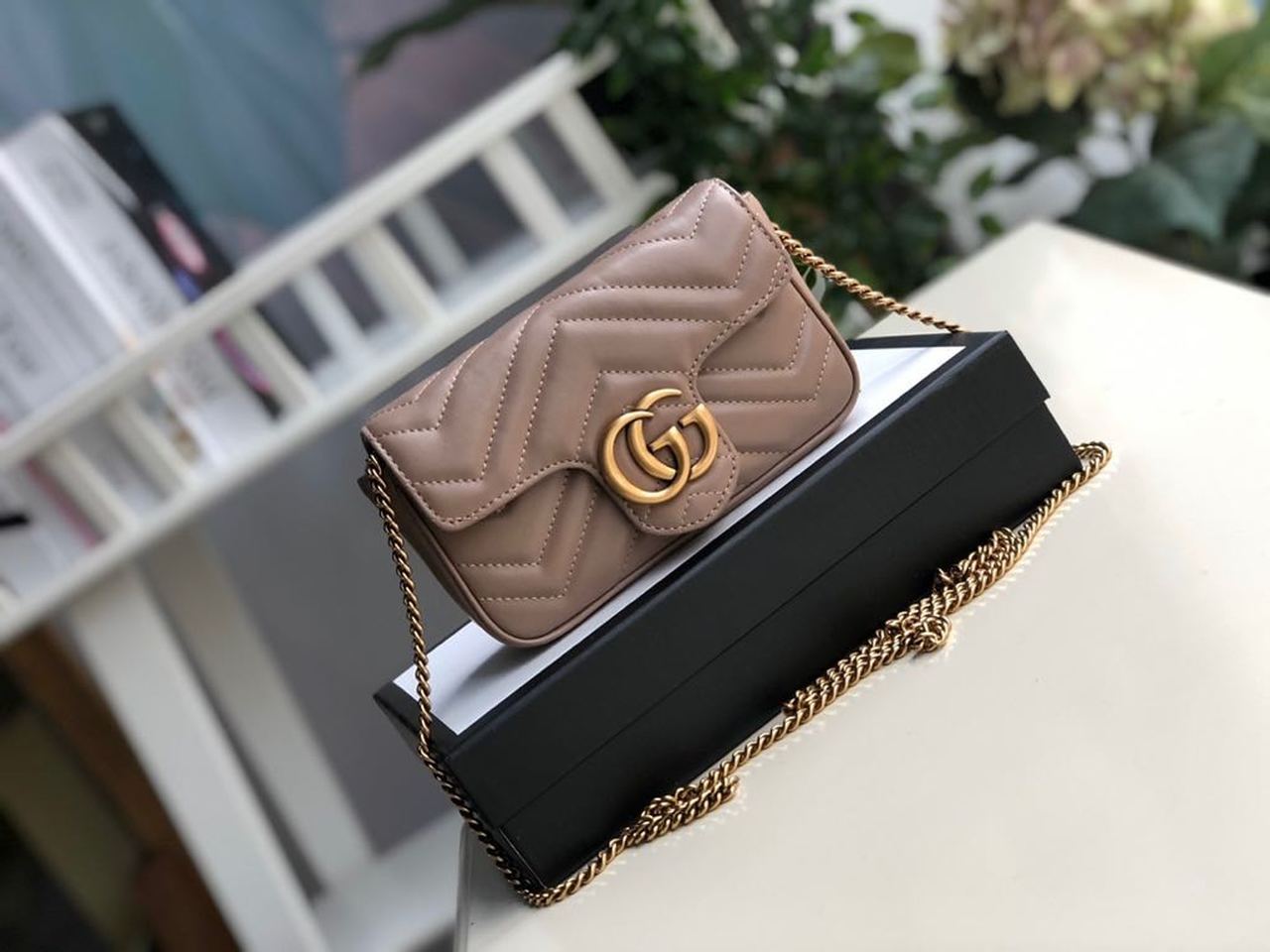 gg Marmont Matelassé Super Mini Bag Beige Matelassé Chevron For Women 6.2in/16.5cm gg