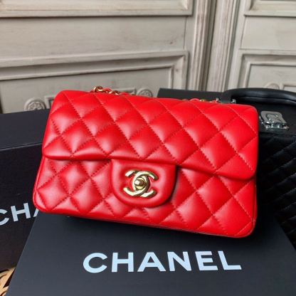 ChanelMini Flap Bag Red For Women, Women&#8217;s Bags, Women&#8217;s Bag, Shoulder And Crossbody 7.8in/20cm A69900