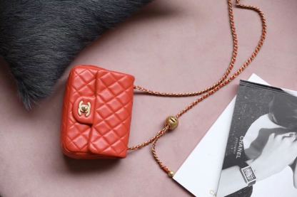 ChanelMini Flap Bag With ChanelBall On Strap Red For Women, Women&#8217;s Handbags, Shoulder And Crossbody Bags 6.7in/17cm AS1786
