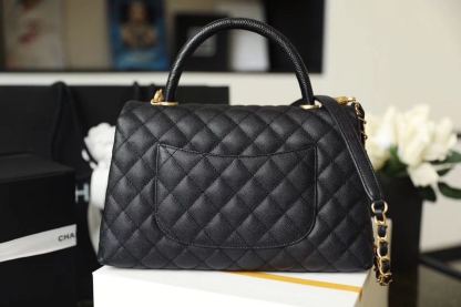 ChanelHandbag With Top Handle Black For Women 11in/28cm
