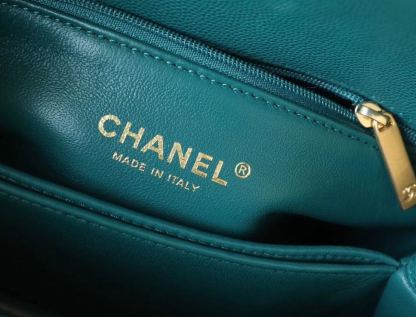 ChanelMedium Flap Bag With Top Handle Teal For Women, Women’s Handbags, Shoulder And Crossbody Bags 9in/23cm A92990