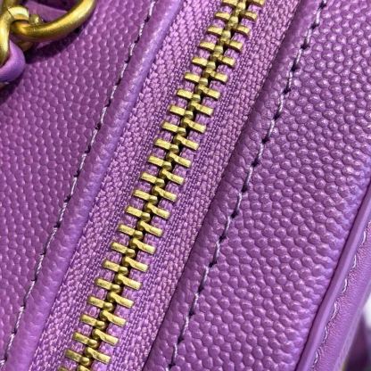 Chanel Filigree Vanity Case Bag 18cm Gold Toned Hardware Caviar Leather Spring/Summer Act 1 Collection, Purple