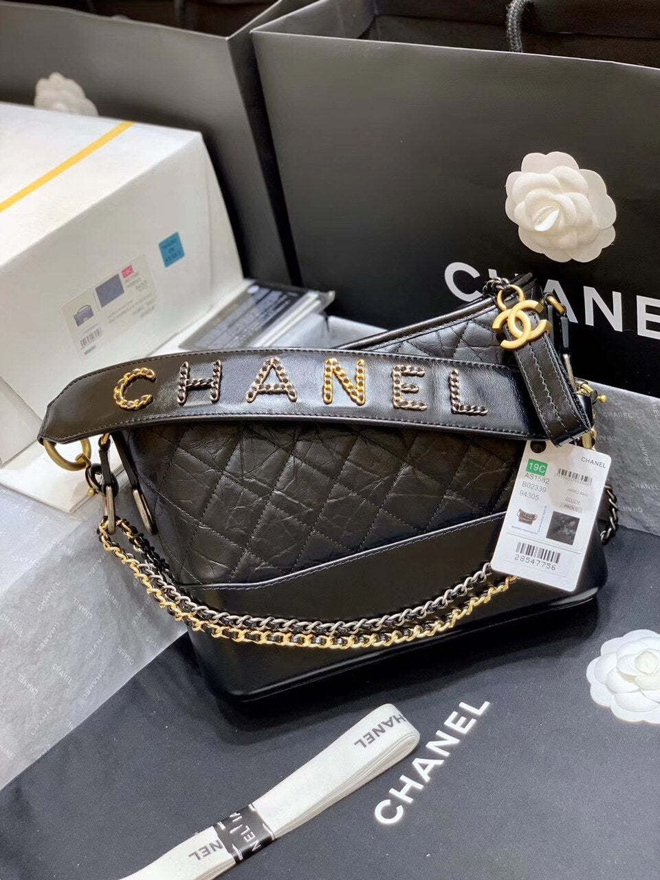 ChanelGabrielle Hobo Bag Black For Women 9.8in/25cm AS1582