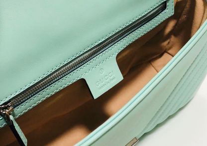gg Marmont Small Matelassé Shoulder Bag Mint Green Matelassé Chevron For Women 10in/26cm gg