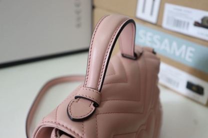 gg Marmont Mini Top Handle Bag Dusty Pink Matelassé  For Women 8.3in/21cm  547260 DTDIT 5729