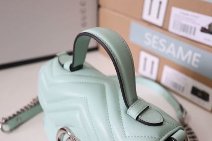 gg Marmont Mini Top Handle Bag Mint Green For Women 8.3in/21cm gg