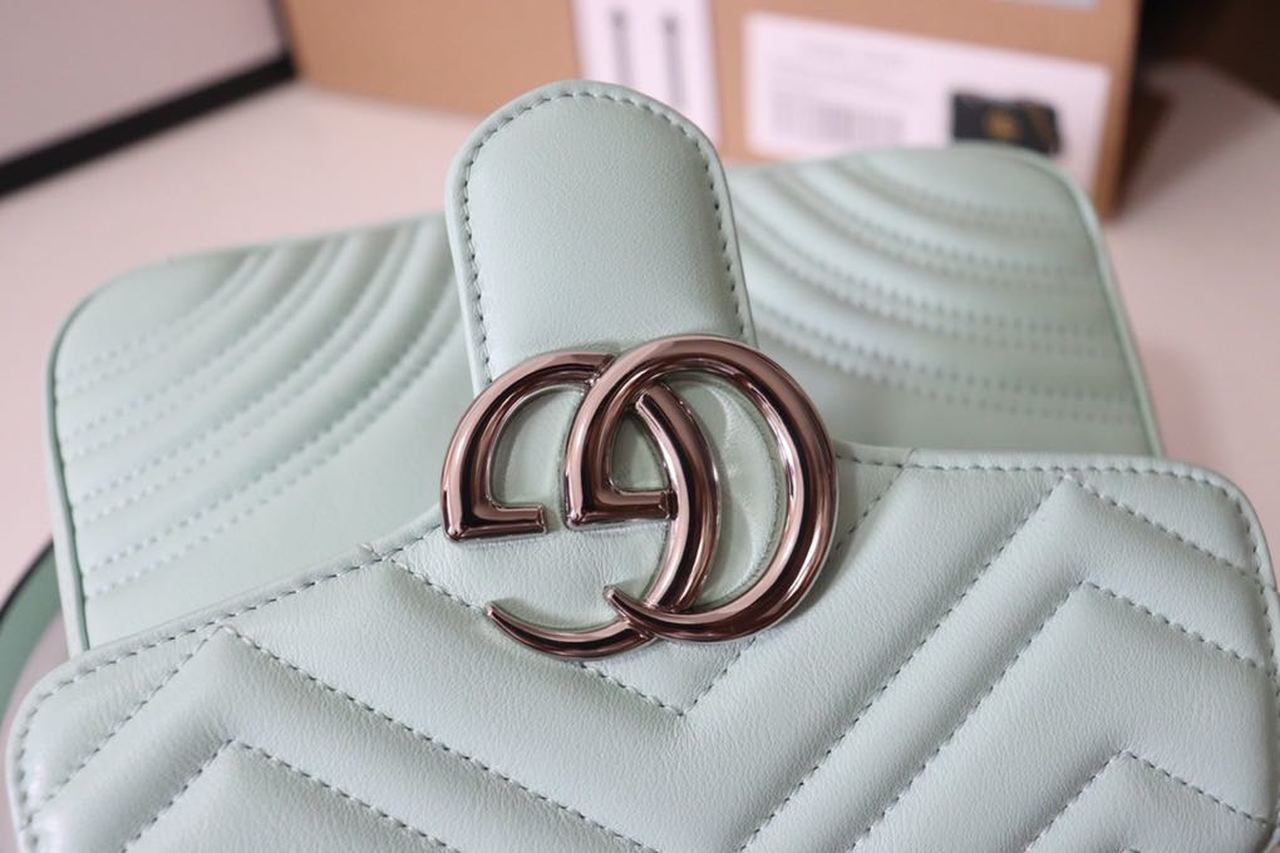 gg Marmont Mini Top Handle Bag Mint Green For Women 8.3in/21cm gg