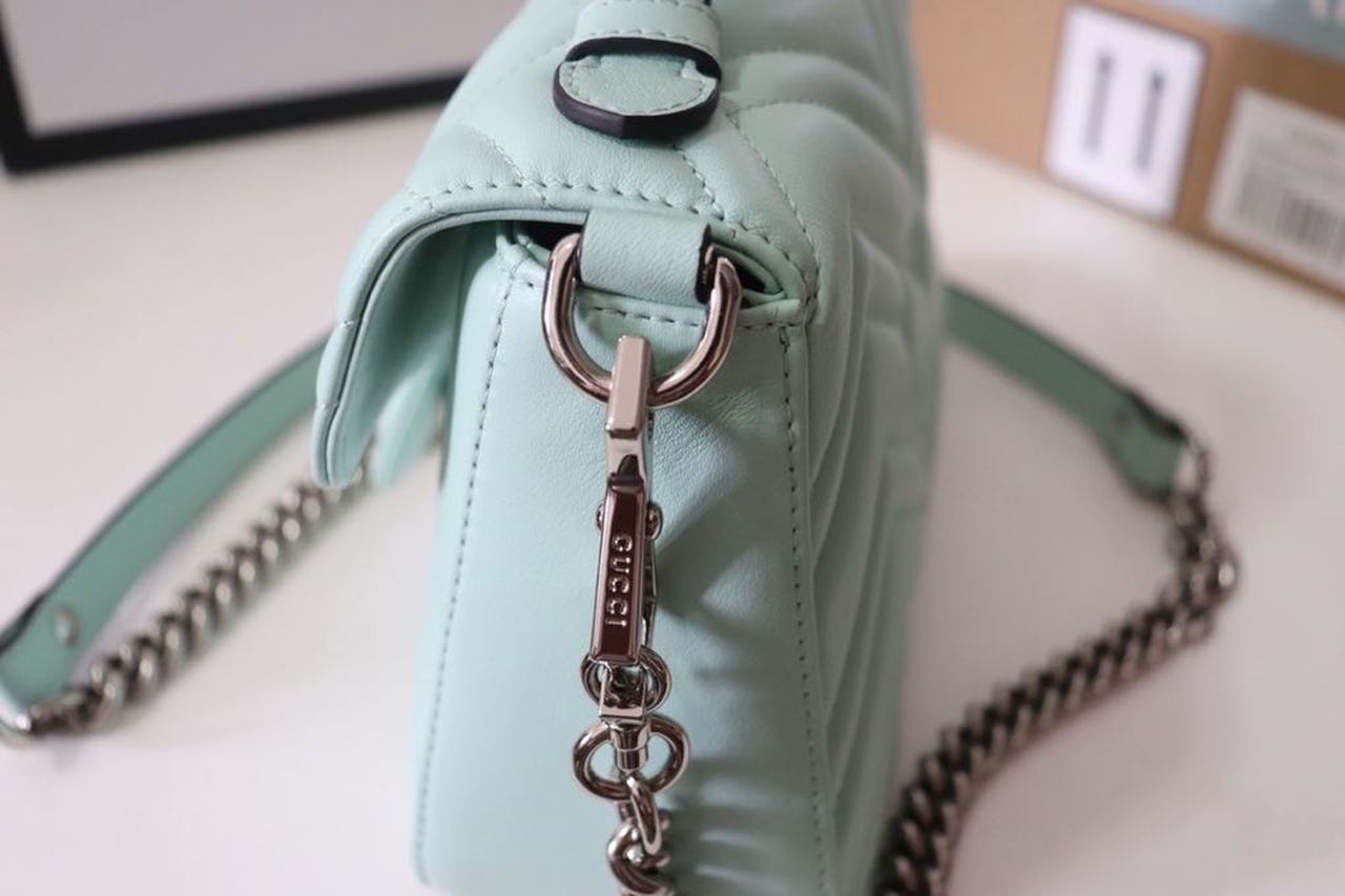 gg Marmont Mini Top Handle Bag Mint Green For Women 8.3in/21cm gg