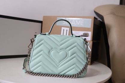 gg Marmont Mini Top Handle Bag Mint Green For Women 8.3in/21cm gg