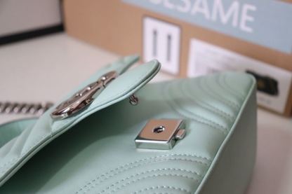 gg Marmont Mini Top Handle Bag Mint Green For Women 8.3in/21cm gg