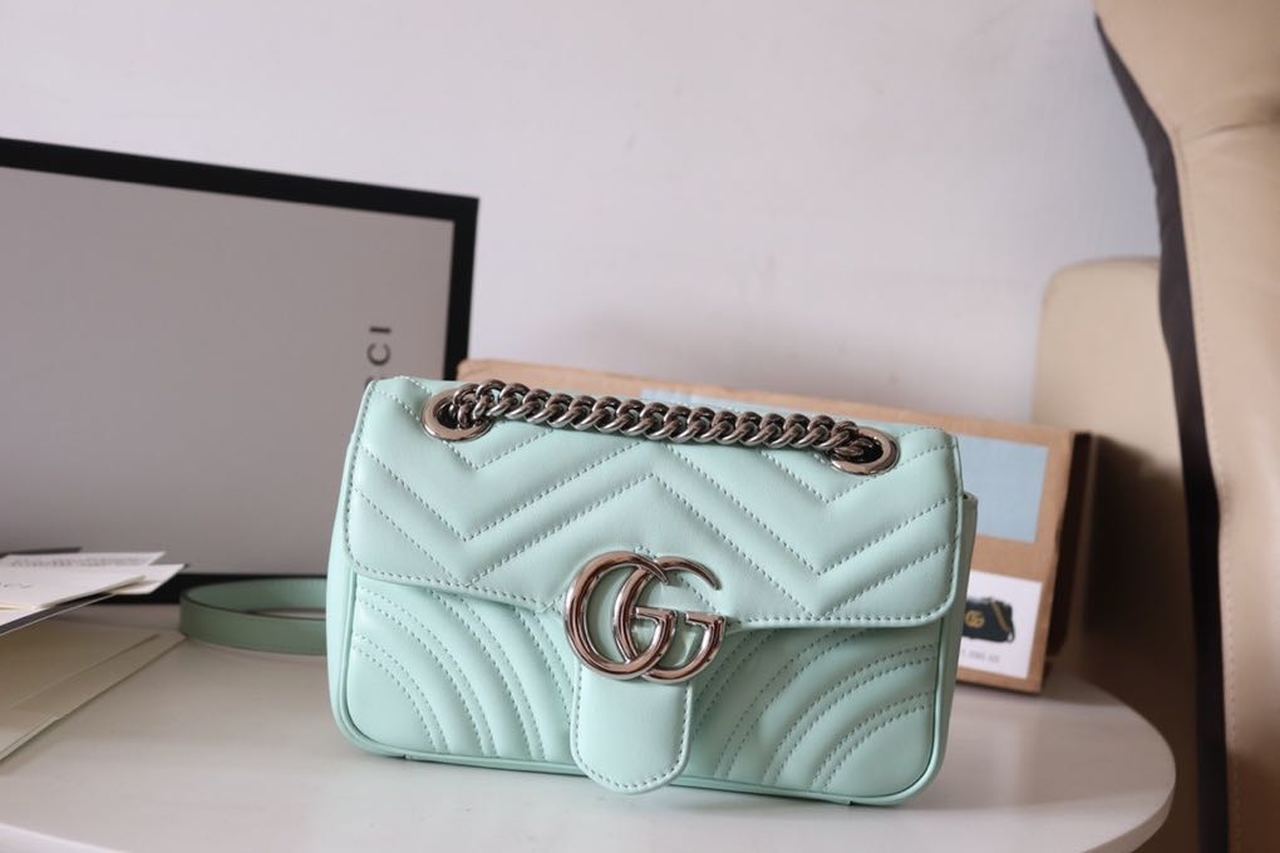 gg Marmont Matelassé Mini Bag Mint Green For Women 8.5in/22cm gg