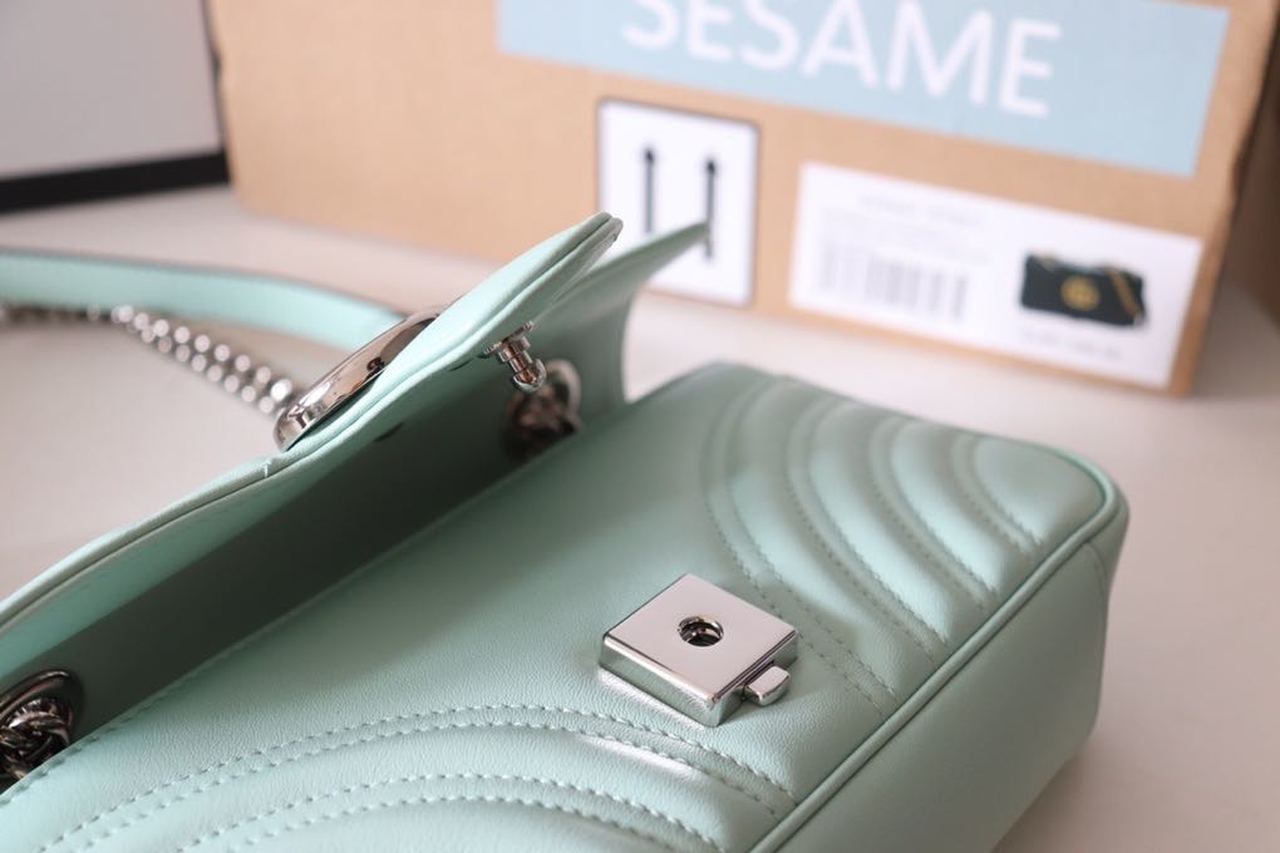 gg Marmont Matelassé Mini Bag Mint Green For Women 8.5in/22cm gg