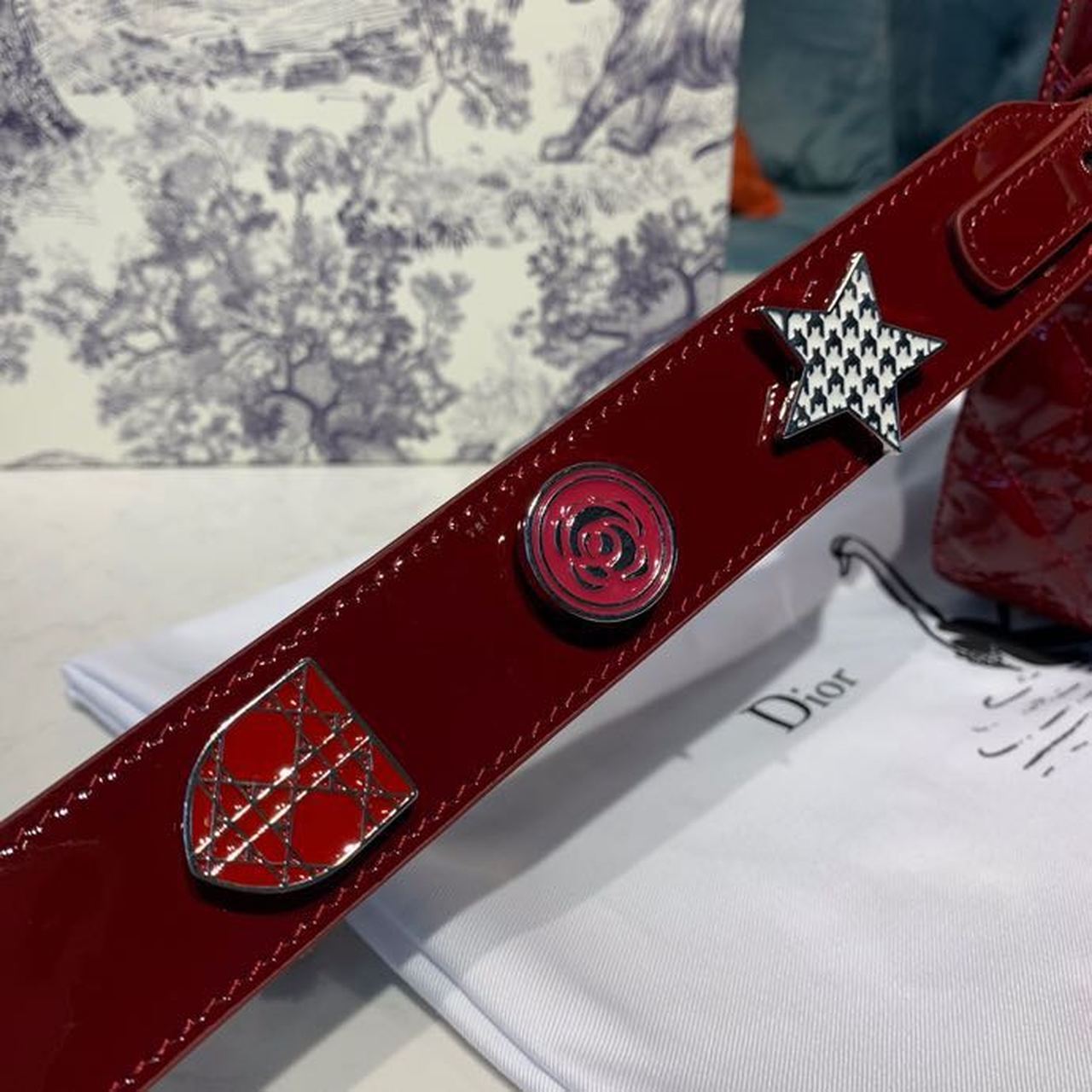 DI Small Lady Bag with Chain Gold Toned Hardware Burgundy For Women 20cm/8in CD M0538OWCB_M323