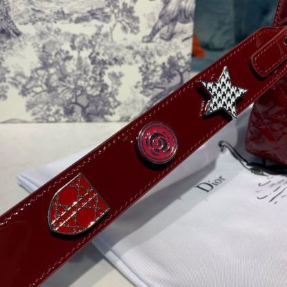 DI Small Lady Bag with Chain Gold Toned Hardware Burgundy For Women 20cm/8in CD M0538OWCB_M323