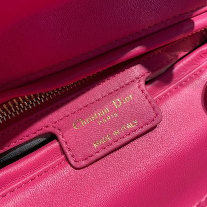 DI Medium Lady Bag Gold Toned Hardware Hot Pink For Women 9.5in/24cm CD