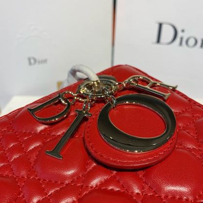 DI Small Lady Bag Red Patent Gold Toned Hardware For Women 8in/20cm CD