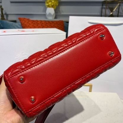 DI Small Lady Bag Red Patent Gold Toned Hardware For Women 8in/20cm CD