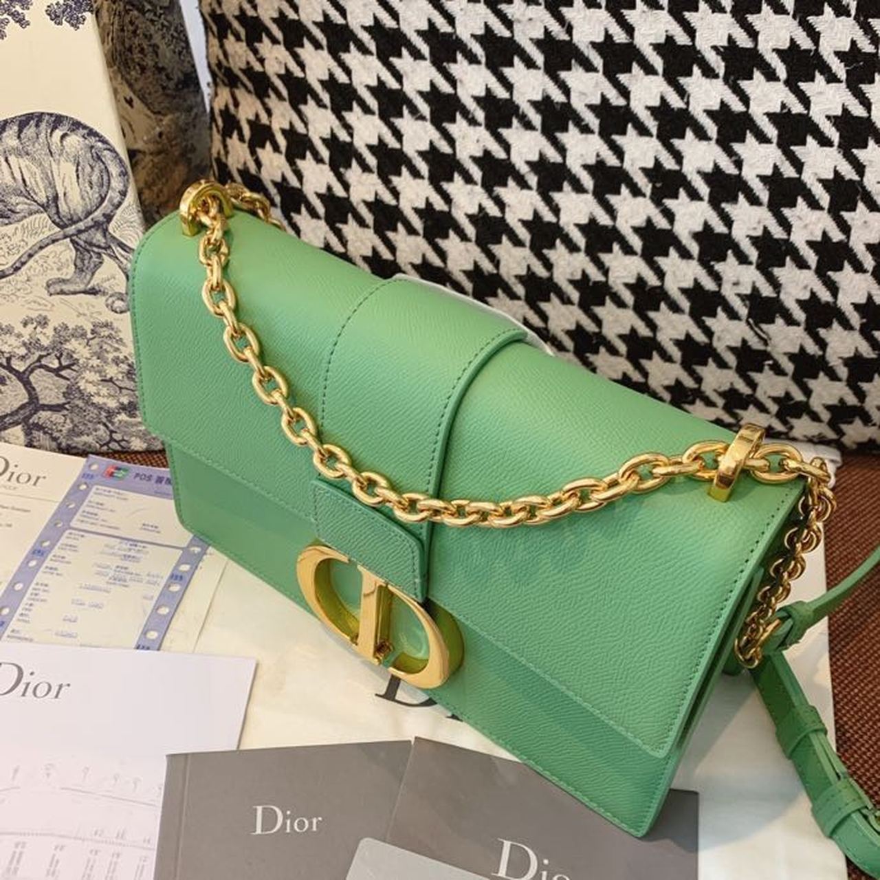 DI 30 Montaigne Chained Bag Deep Mint Green Box For Women 24cm/9in CD