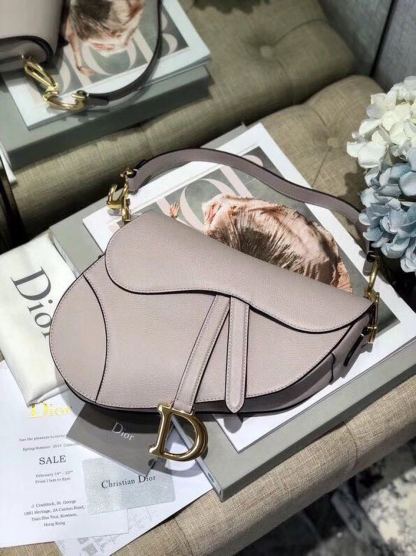 DI Saddle Bag Grained Canvas Light Pink For Women 19.5cm/7.6in CD