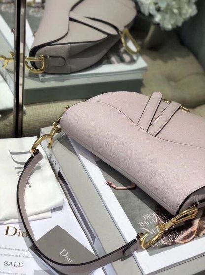 DI Saddle Bag Grained Canvas Light Pink For Women 19.5cm/7.6in CD