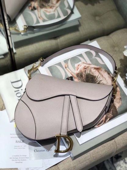 DI Saddle Bag Grained Canvas Light Pink For Women 19.5cm/7.6in CD