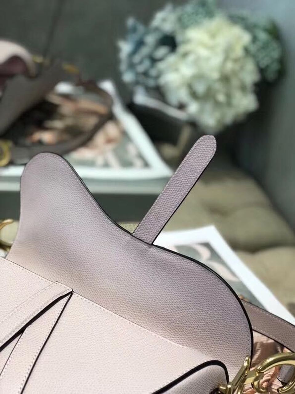 DI Saddle Bag Grained Canvas Light Pink For Women 19.5cm/7.6in CD