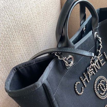 Chanel Large Deauville Pearl Tote Bag Black For Women, Women&#8217;s Handbags, Shoulder Bags 15in/38cm A66941