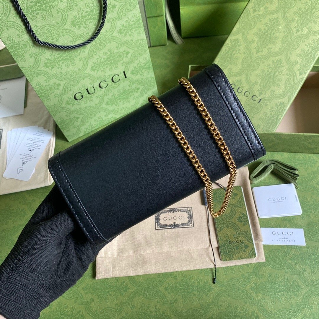 gg Diana Chain Wallet With Bamboo Black For Women, Women’s Bags 7.4in/19cm gg 658243 17Q0T 1000