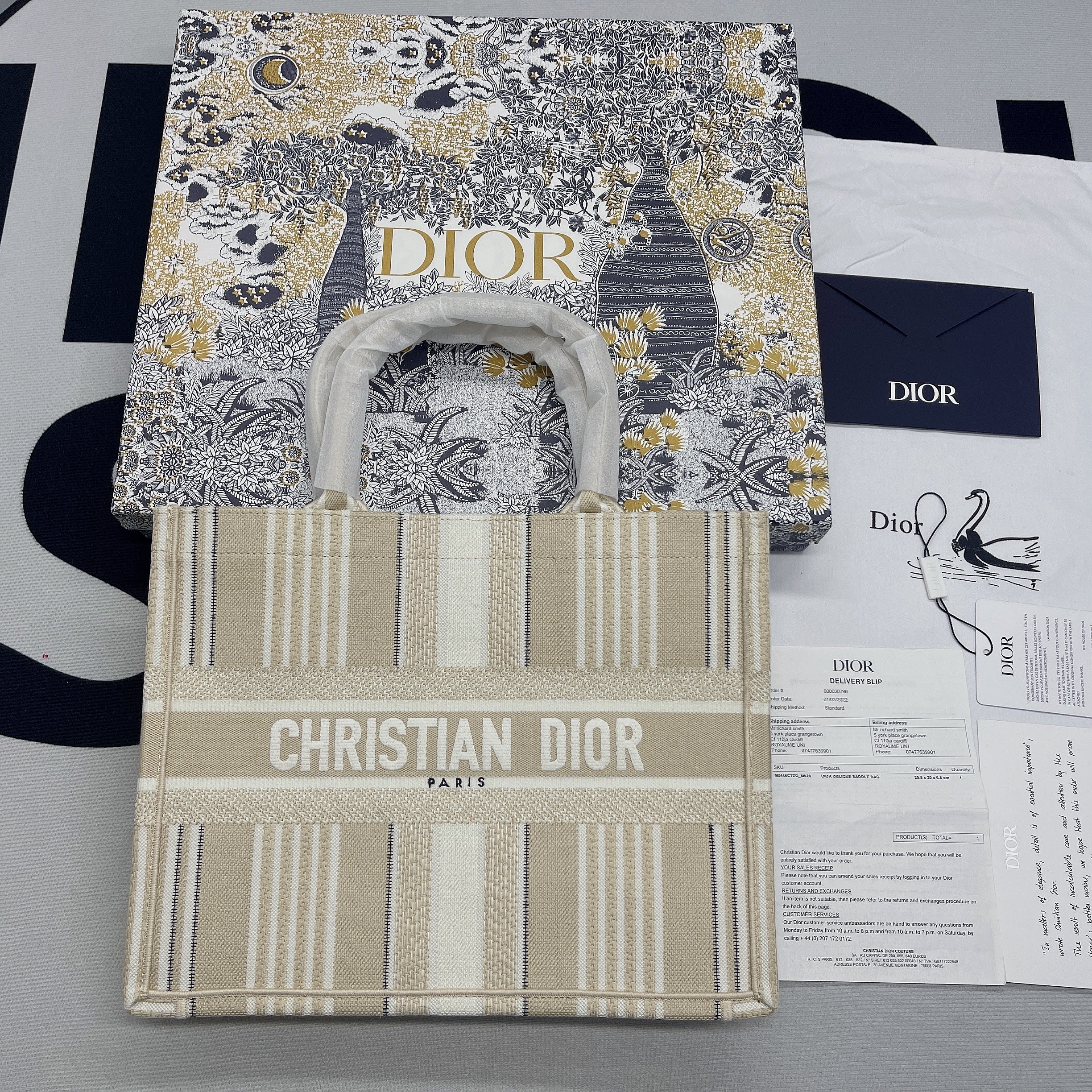 DI Medium Book Tote Beige, For Women, Women’s Handbags 14in/36cm CD