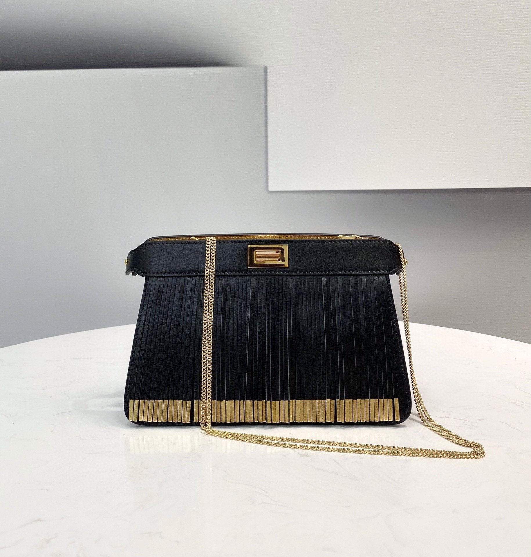 FI Peekaboo Small Iseeu Pochette Black Bag For Woman 21cm/8in