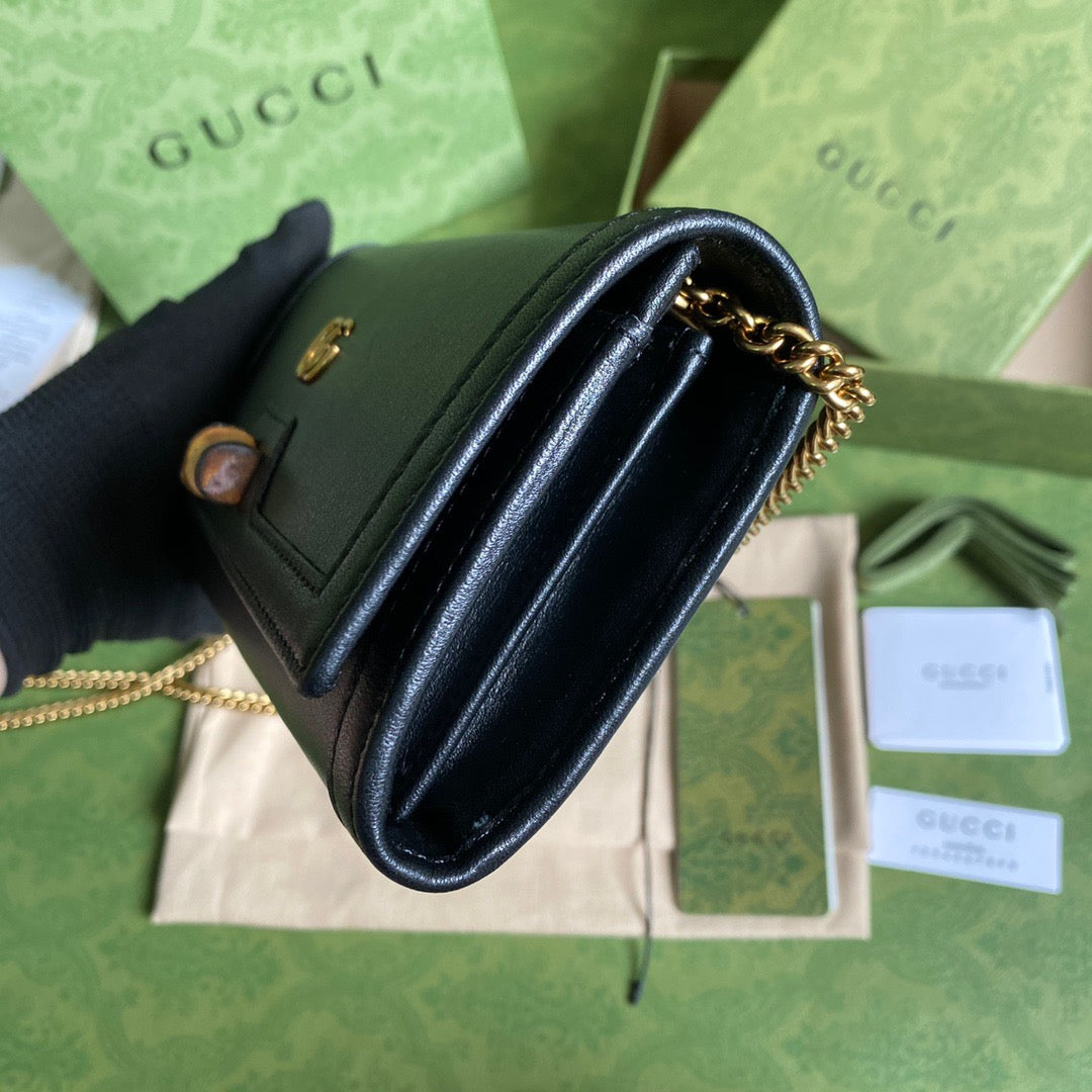 gg Diana Chain Wallet With Bamboo Black For Women, Women’s Bags 7.4in/19cm gg 658243 17Q0T 1000