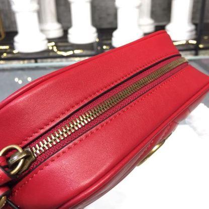 gg Marmont Matelassé Mini Bag Hibiscus Red Matelassé Chevron For Women 7in/18cm gg