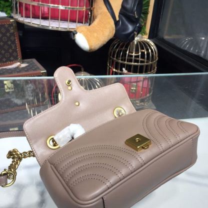 gg Marmont Matelassé Mini Bag Beige Matelassé Chevron For Women 8.5in/22cm gg 446744